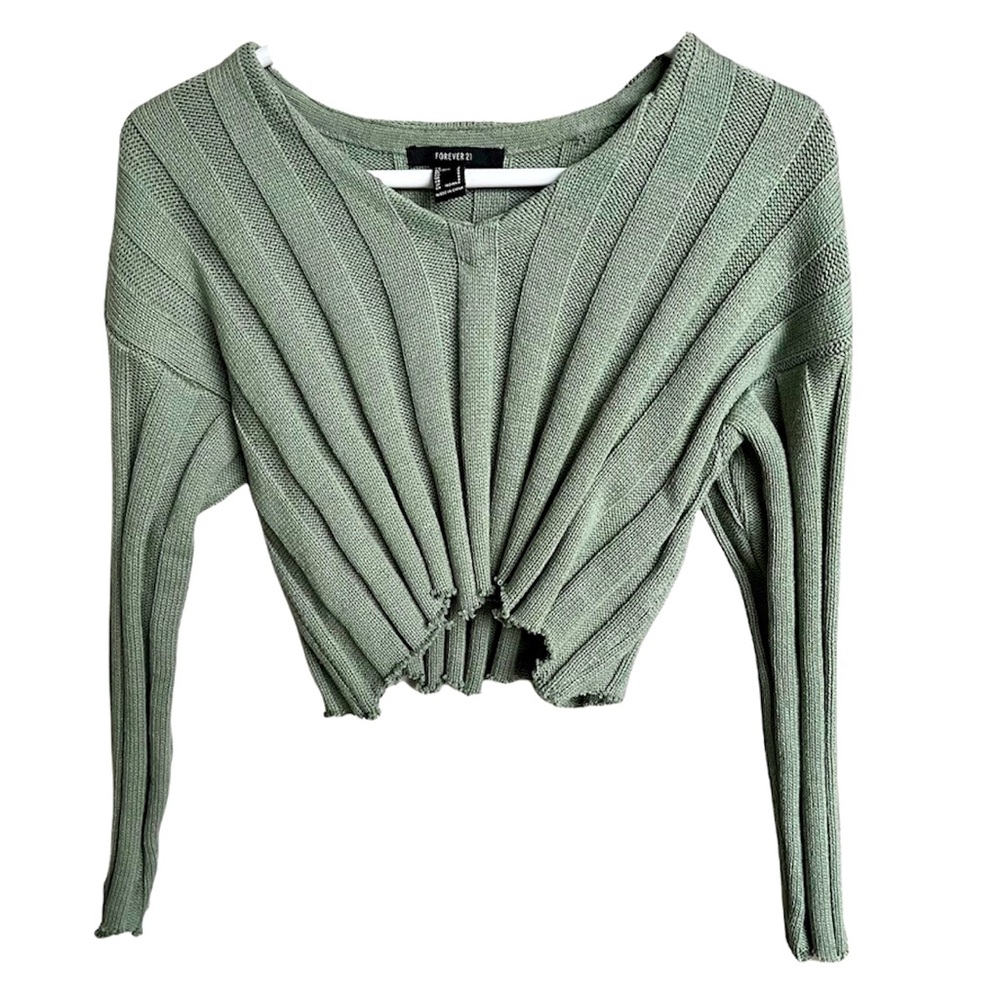 Forever 21 Ribbed Cropped V-Neck Sweater